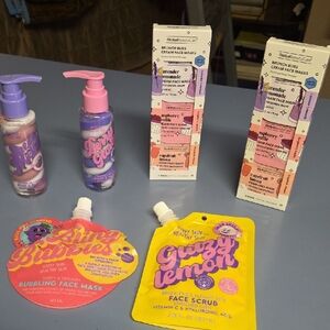 Bubbling Face Mask and Scrub Set - Purple and Yellow